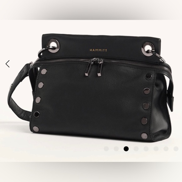 Rare! Hammitt Tony Signature Medium Black and Pewter Crossbody Bag NWT - Picture 3 of 9